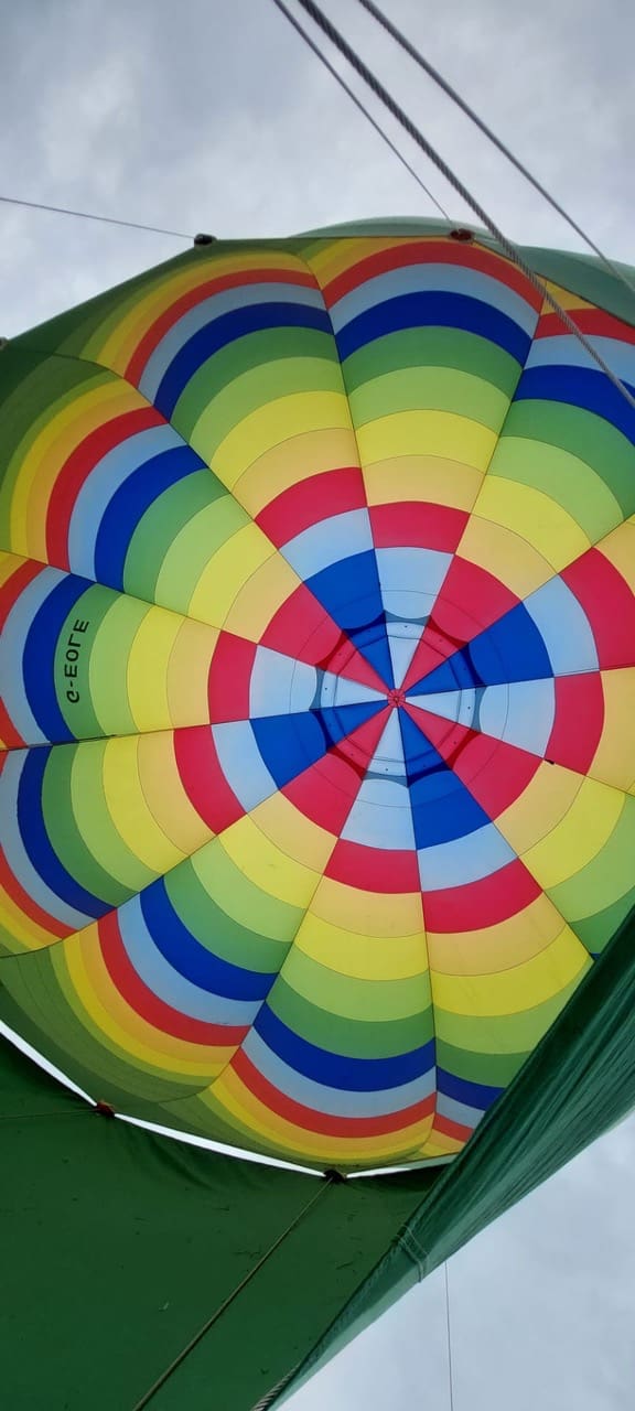 Colourful hot air balloon envelope